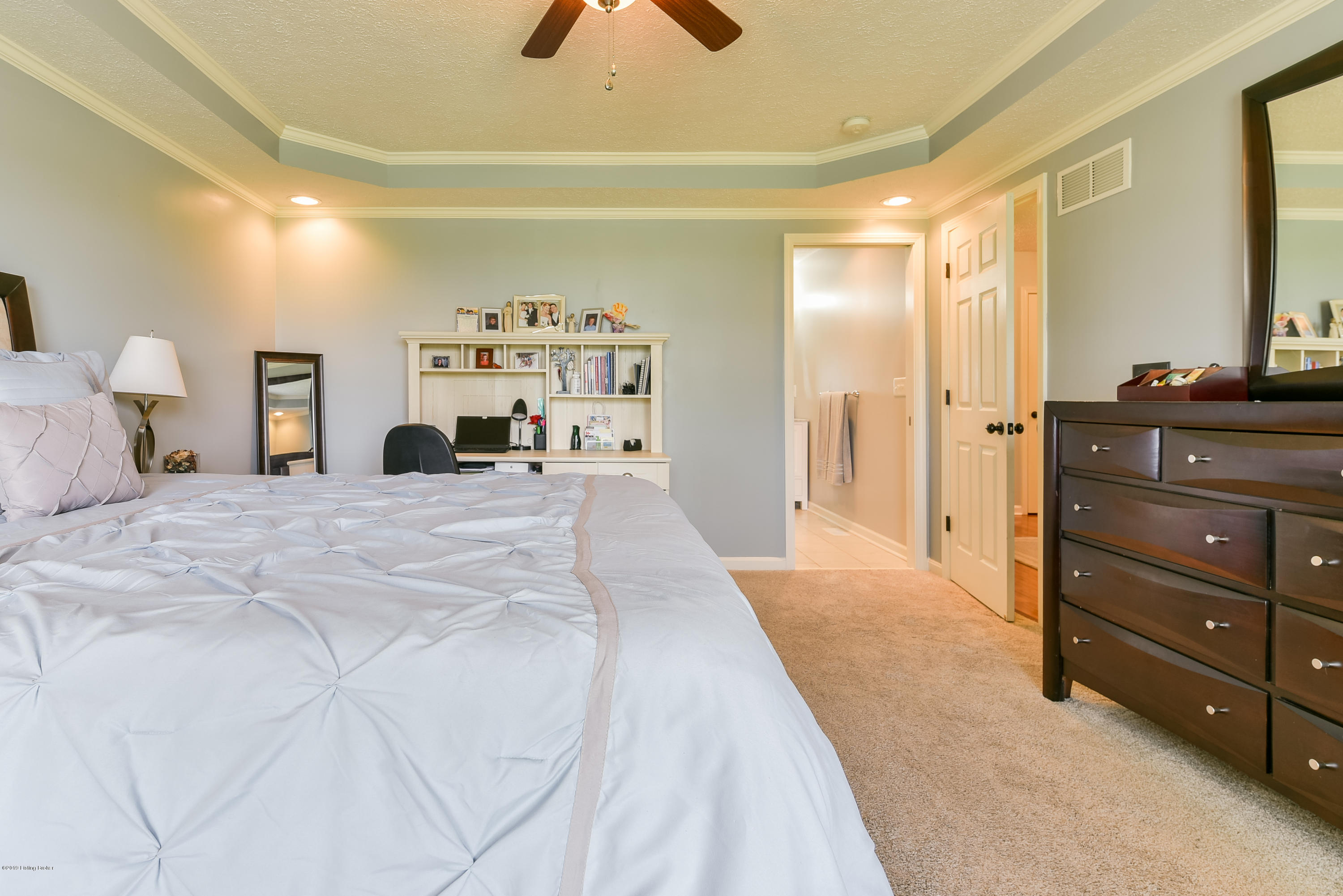 2501 Garrett Pt Road La Grange, KY 40031 - Photo 48 of 69 Bedroom is detailed with crisp, white trim and baseboards – a tray ceiling elevates the space