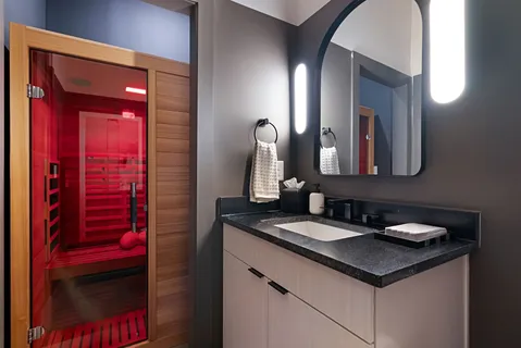 a front view of a house with patio