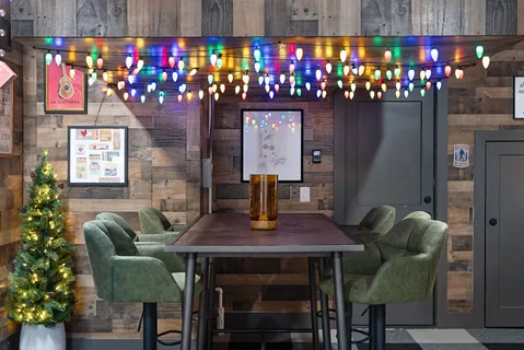 a couple of table and chairs in balcony