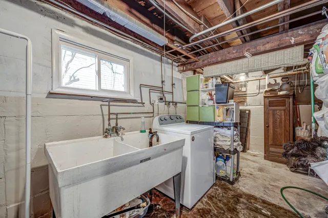 a work place with table and chairs