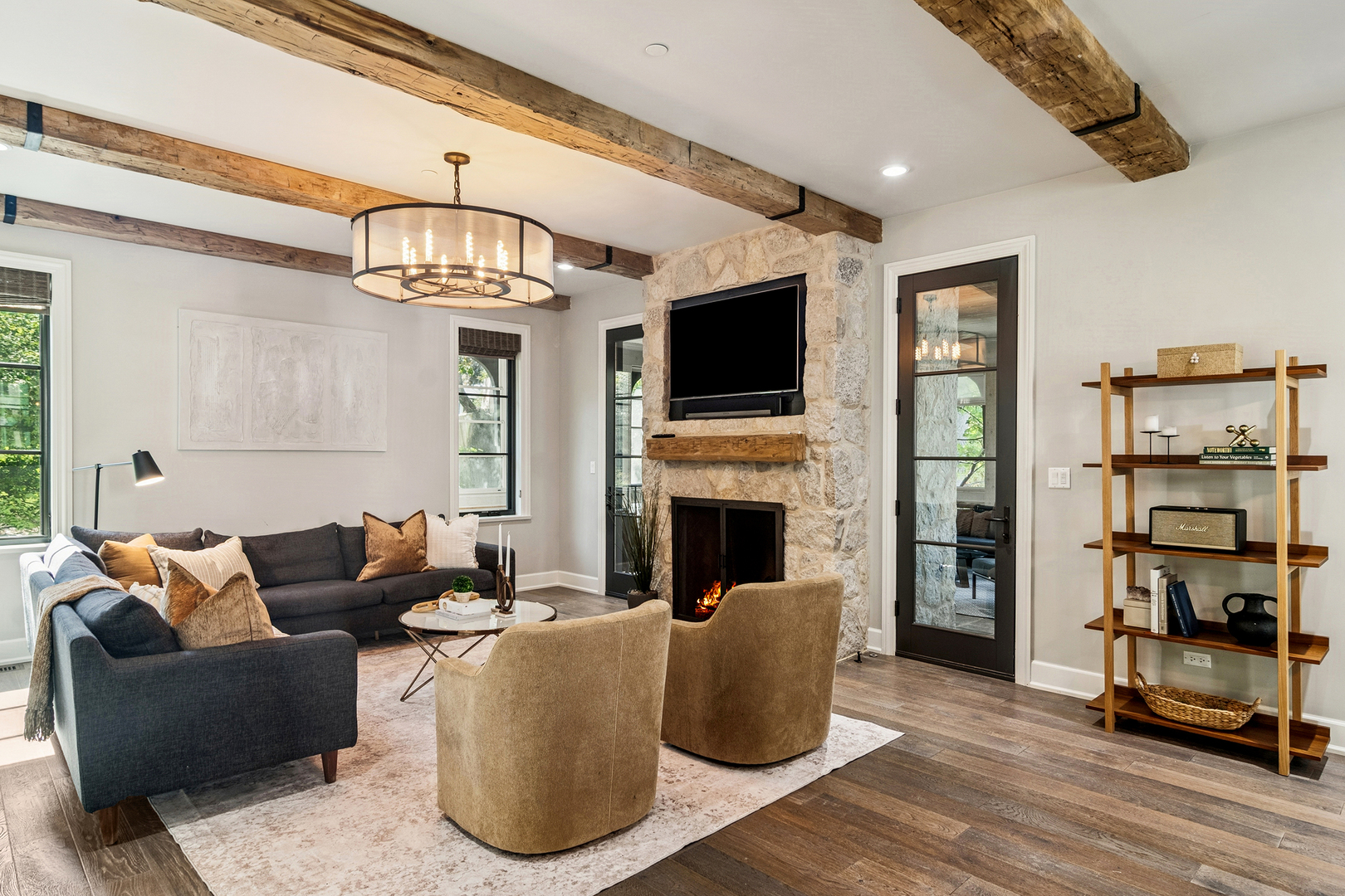 636 South Division Street Barrington, IL 60010 - Photo 25 of 61 a living room with furniture a flat screen tv and a fireplace
