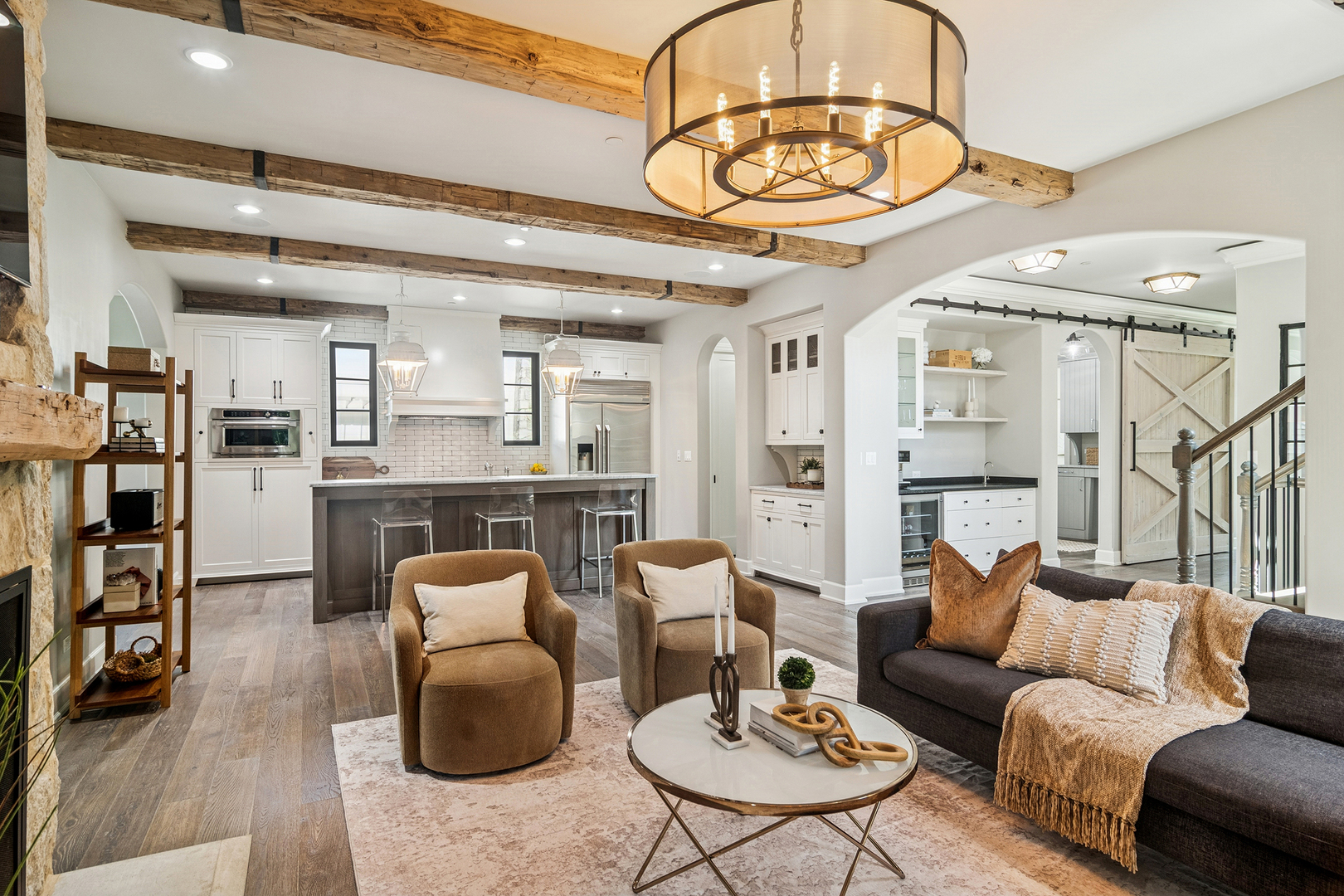 636 South Division Street Barrington, IL 60010 - Photo 28 of 61 a living room with furniture kitchen view and a chandelier