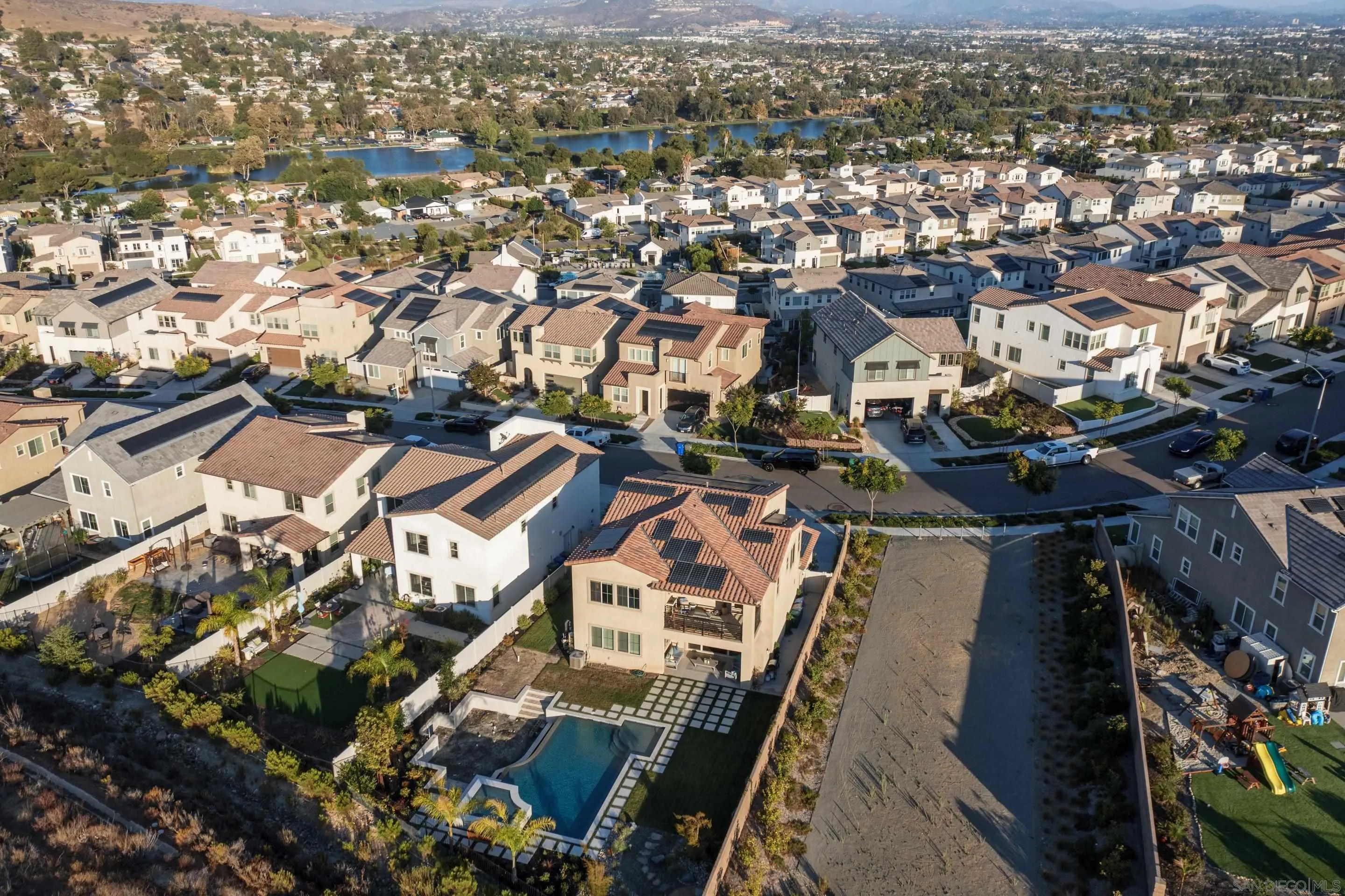 8932 Hightail Drive Santee, CA 92071 - Photo 20 of 20 an aerial view of a city with lots of residential buildings