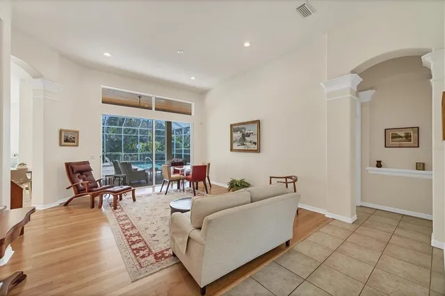 a view of a livingroom with furniture and window