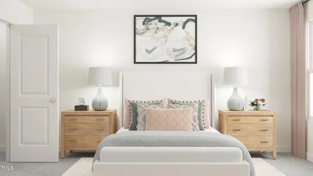 a bedroom with a bed and closet