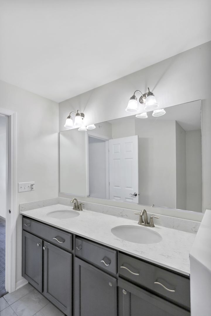 2967 Madison Drive Naperville, IL 60564 - Photo 14 of 24 a bathroom with a sink vanity and a mirror