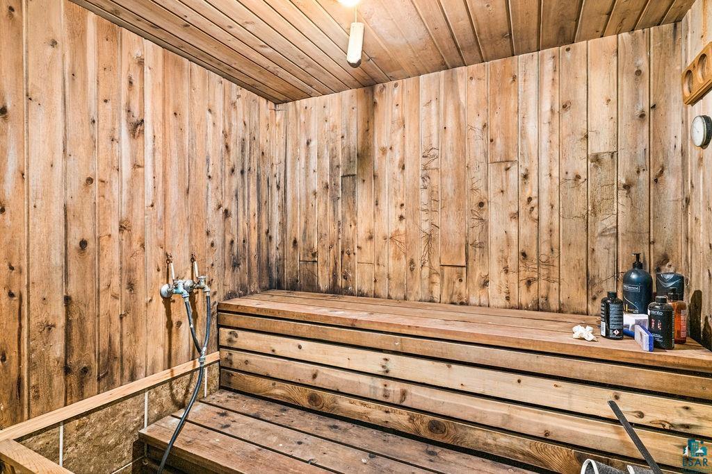 421 St Louis River Road Proctor, MN 55810 - Photo 36 of 57 Sauna / steam room with wood walls and wooden ceiling
