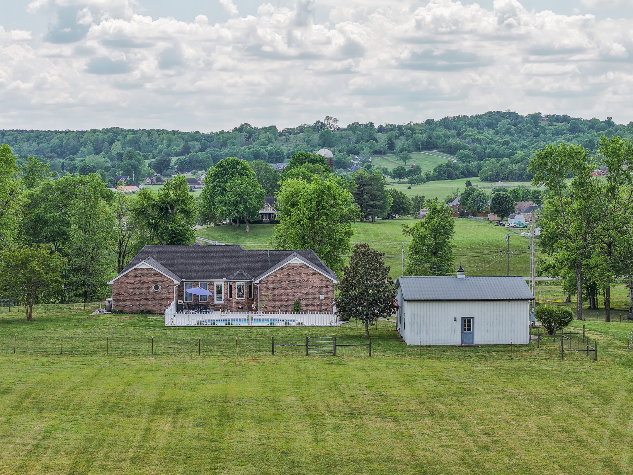590 Allisona Road Eagleville, TN 37060 - Photo 42 of 55 an aerial view of a house with pool garden and mountain view