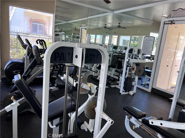 a view of a room with gym equipment
