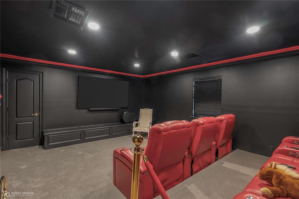 1171 Wemple Road Bossier City, LA 71111 - Photo 16 of 31 Home theater room featuring carpet flooring, crown molding, and recessed lighting