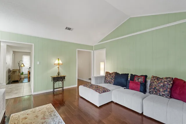 a living room with a couch and a coffee table
