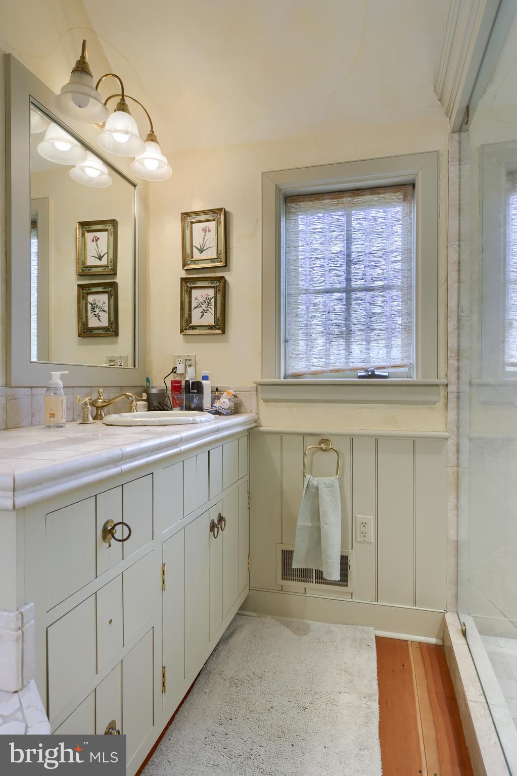 705 Schoffers Road Birdsboro, PA 19508 - Photo 77 of 106 a bathroom with a sink a mirror and a bathtub next to a window