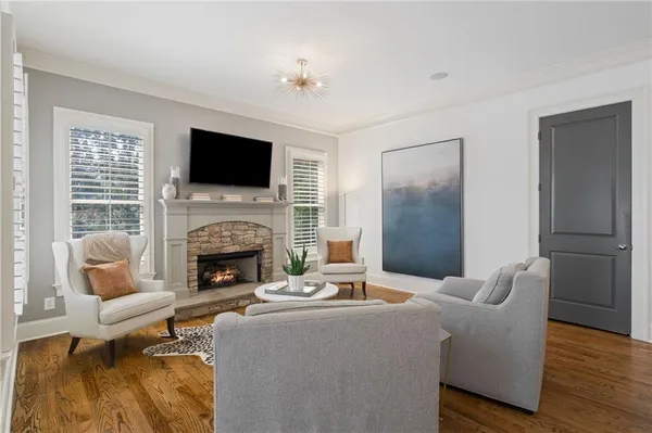 a living room with furniture