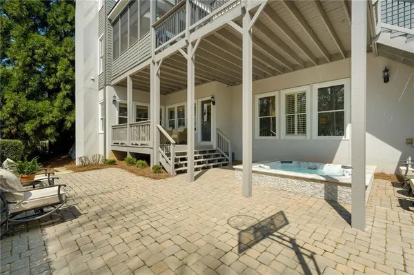 a view of sitting area in front of house
