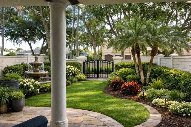 a view of swimming pool with seating space