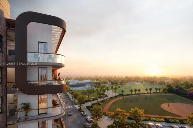 an aerial view of a house with a garden space