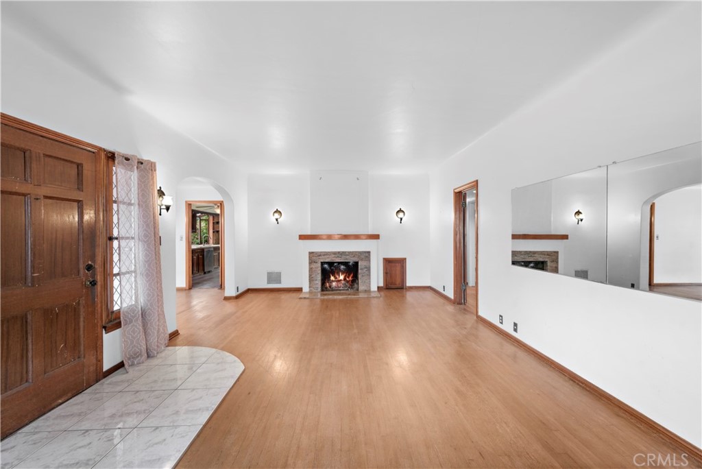 a view of a livingroom with a fireplace