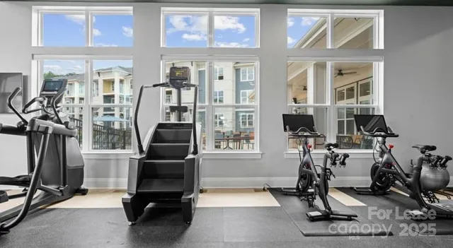 a view of a room with gym equipment