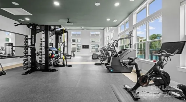 a view of a room with gym equipment