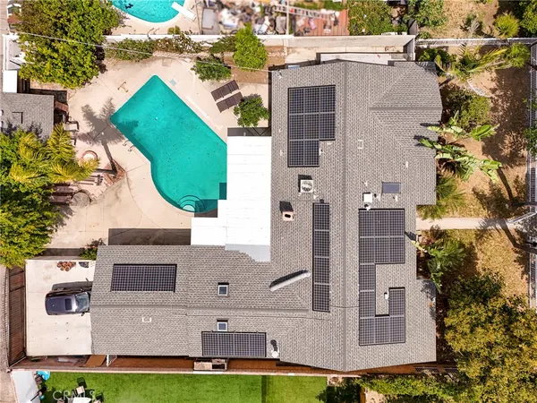 an aerial view of a house