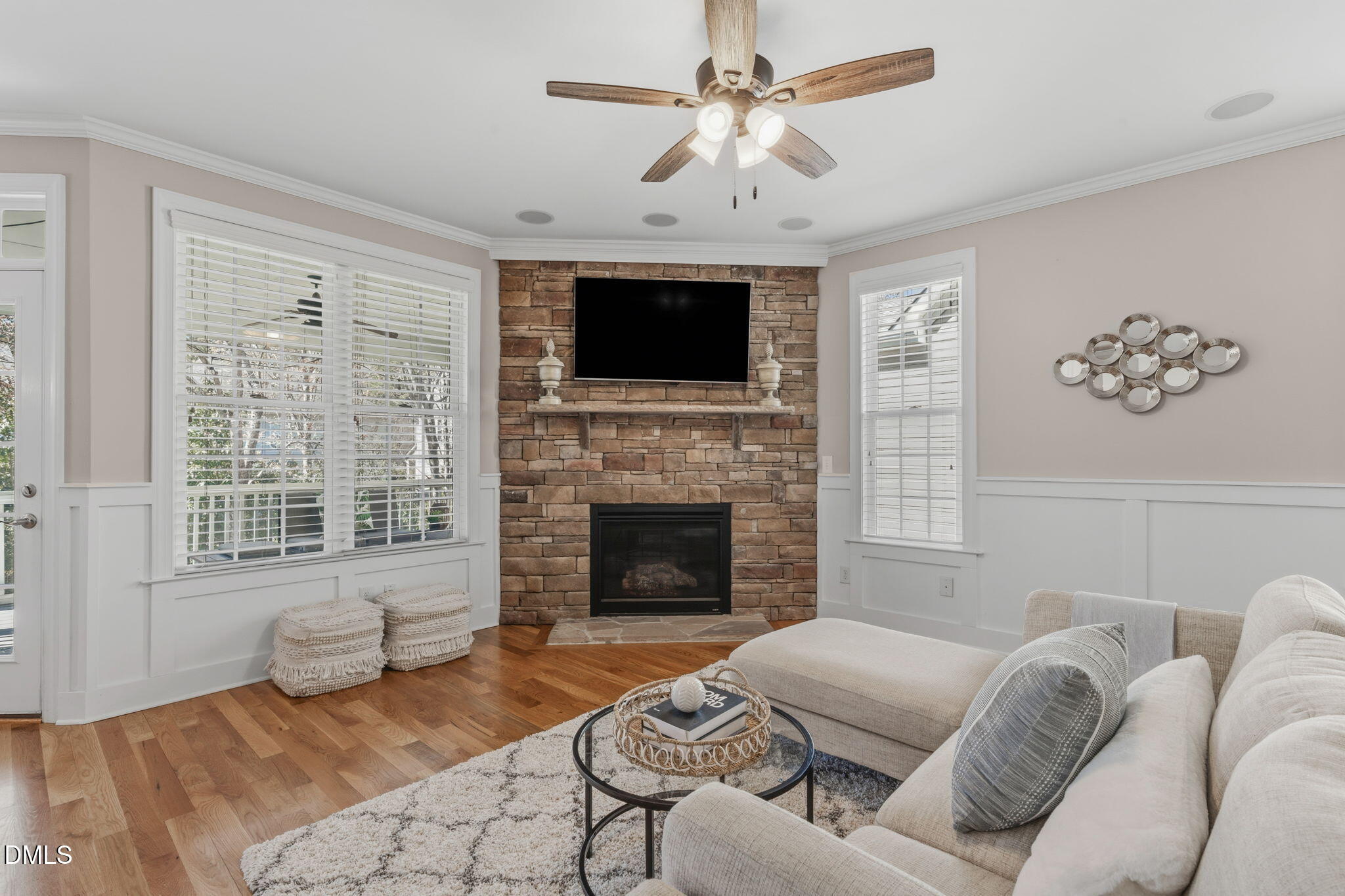 7320 Bedford Ridge Drive Apex, NC 27539 - Photo 11 of 64 a living room with furniture and a fireplace