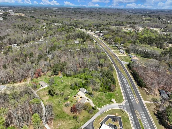 a view of a yard with an umbrella