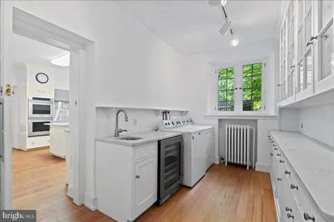 a view of front door view of a kitchen