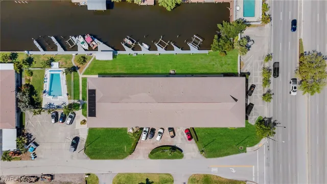 an aerial view of a house