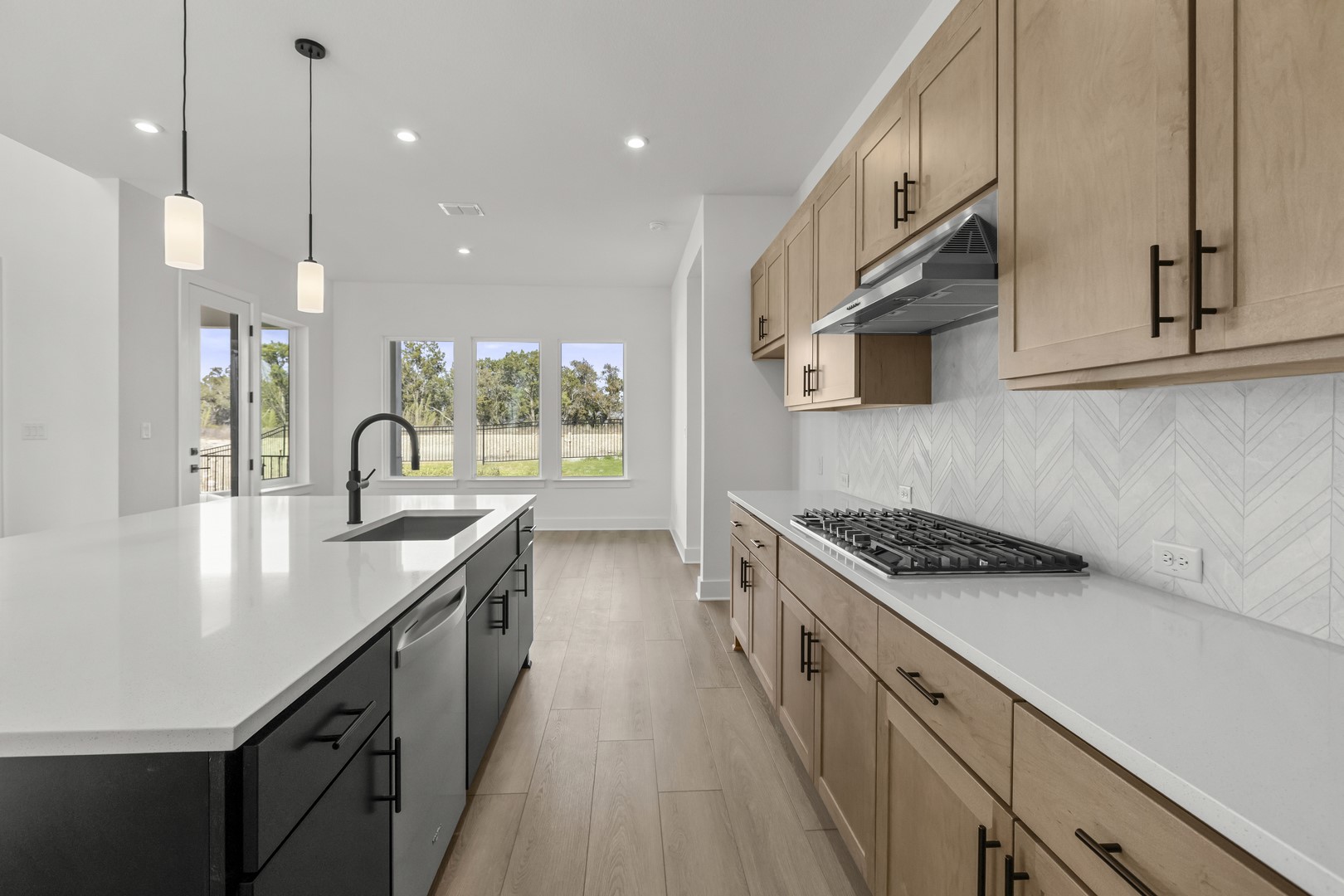 783 Iron Willow Loop Dripping Springs, TX 78620 - Photo 13 of 28 a kitchen with stainless steel appliances granite countertop a sink a stove and a wooden floors