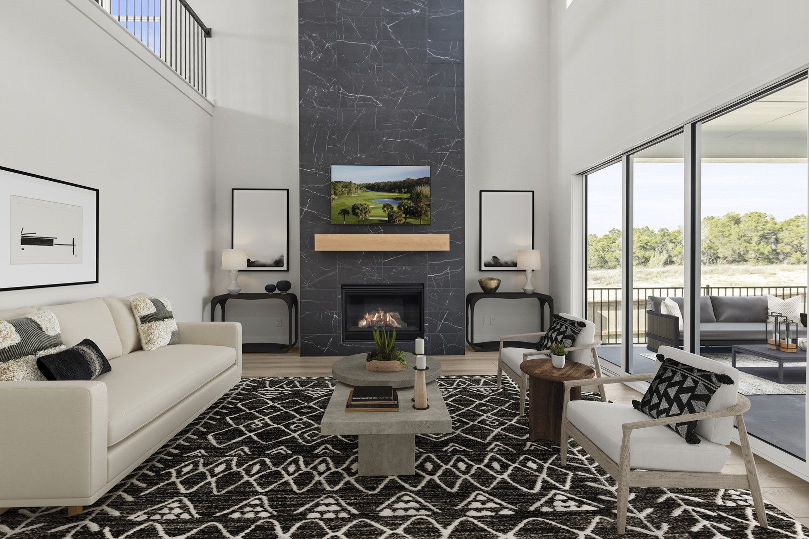 783 Iron Willow Loop Dripping Springs, TX 78620 - Photo 14 of 28 a living room with furniture large window and a fireplace