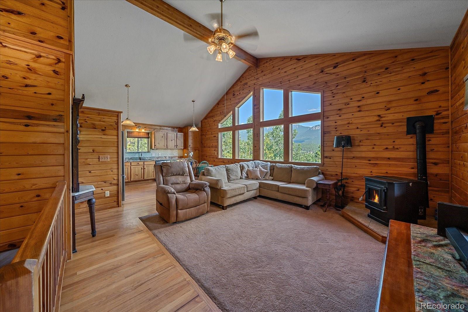 153 Wise Road Bailey, CO 80421 - Photo 5 of 38 a living room with furniture and a fireplace