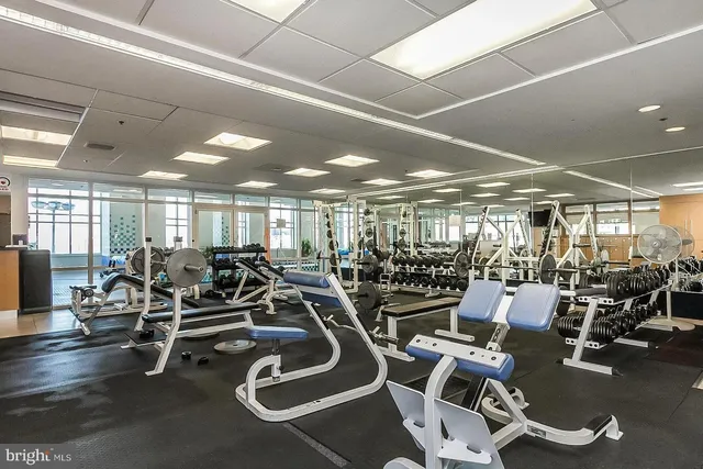 a view of a room with gym equipment