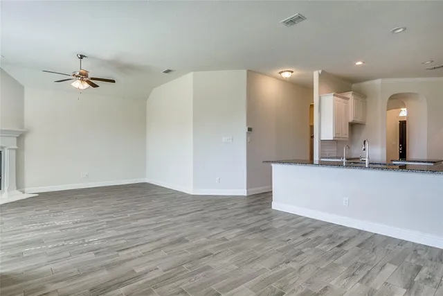 an empty room with windows