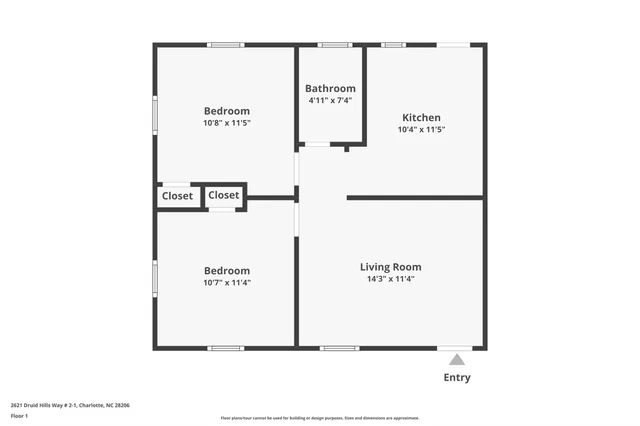 $1,100 | 2621 Druid Hls Way, Unit 1, Charlotte, NC 28206