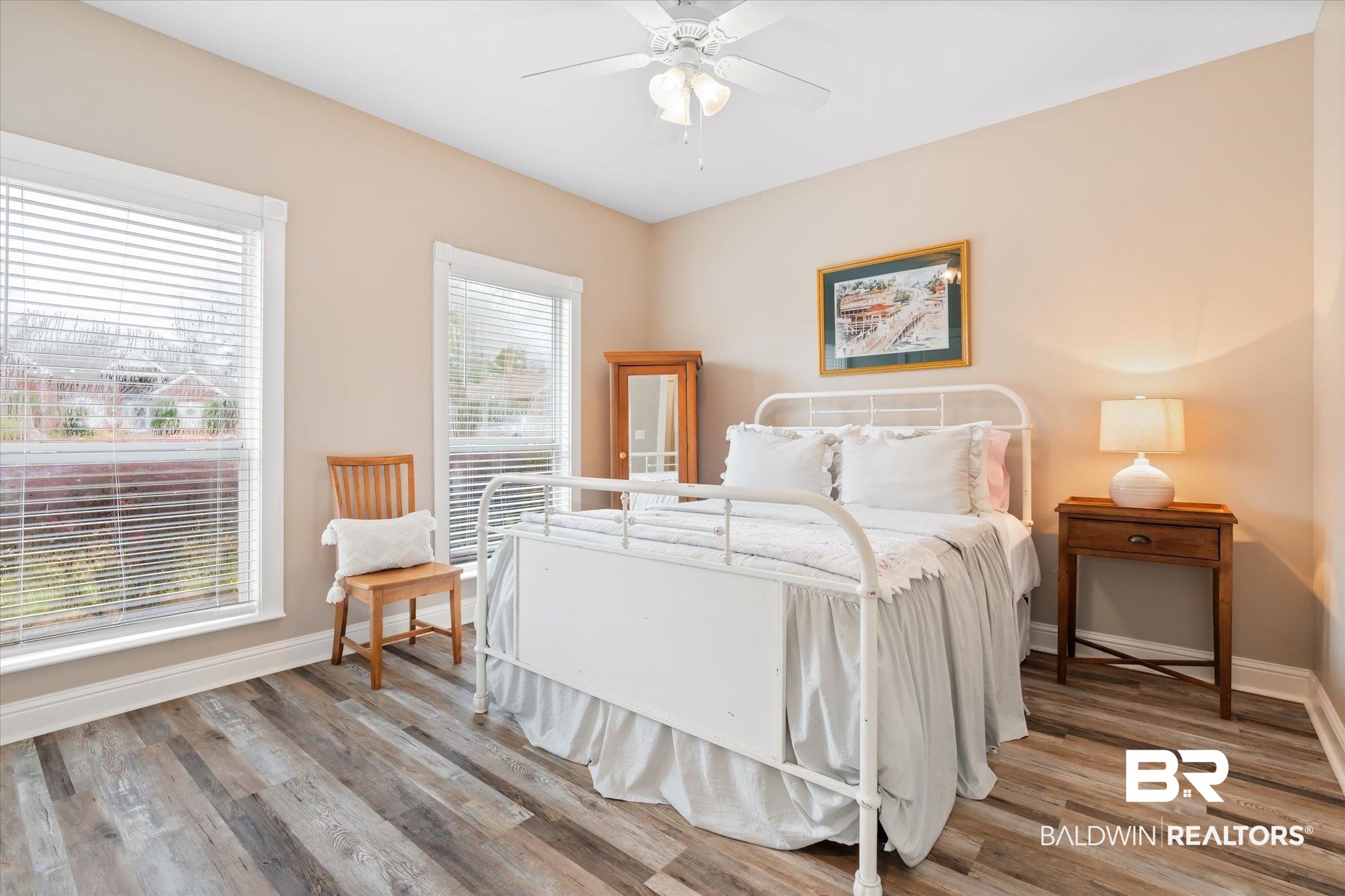 27994 Oakachoy Loop Daphne, AL 36526 - Photo 21 of 41 Bedroom with wood-type flooring, multiple windows, and ceiling fan