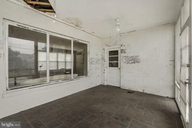 a view of a hallway with natural light