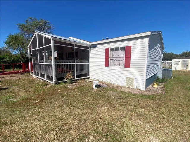 a garden view with a seating space