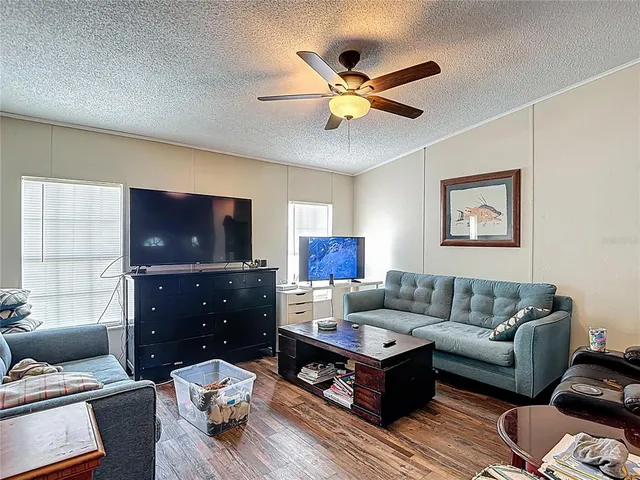 an aerial view of a house with a garden