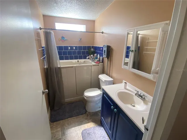 a bathroom with a bathtub