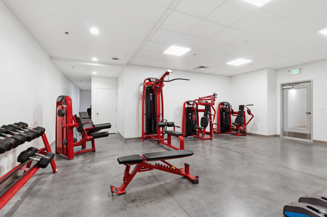 2085 North Main Street, Unit 409 Sunset, UT 84015 - Photo 13 of 17 Exercise area featuring a paneled ceiling