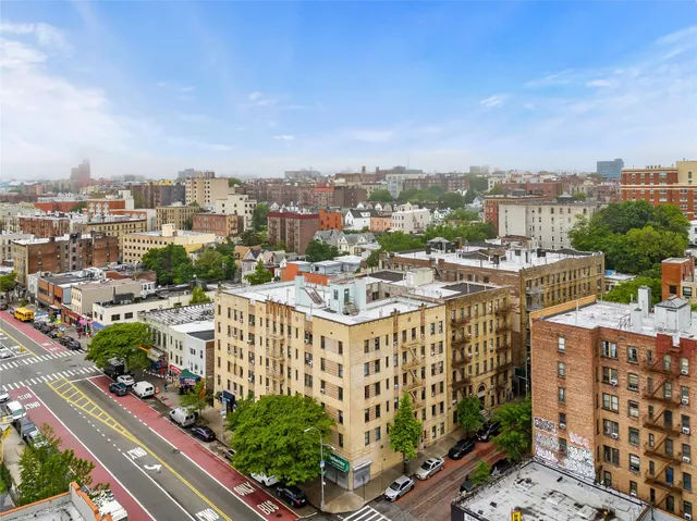 a view of city with tall buildings
