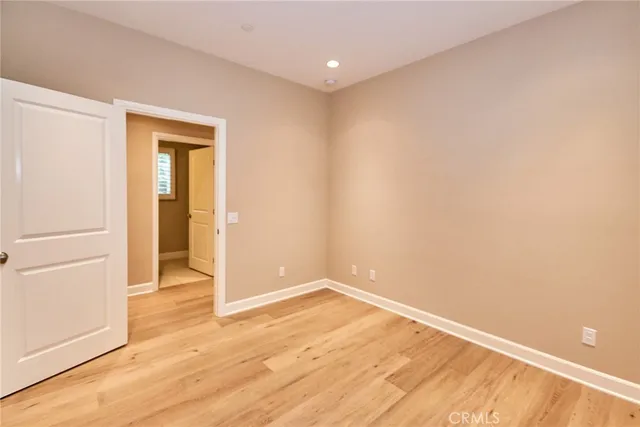 a view of a room with a window