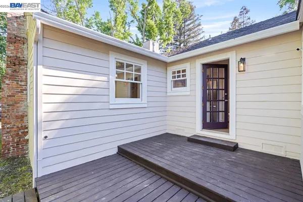 a view of a wooden deck