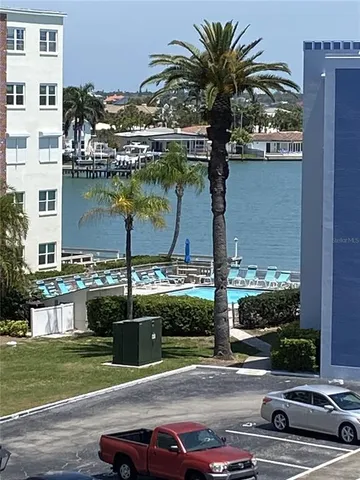 a view of a building with a street