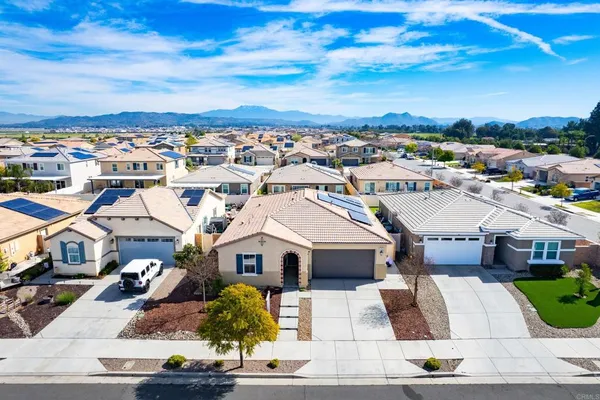 a aerial view of a house with a garden