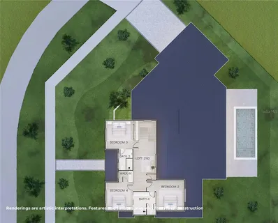 an aerial view of a house