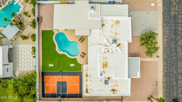a view of a backyard with a garden and plants
