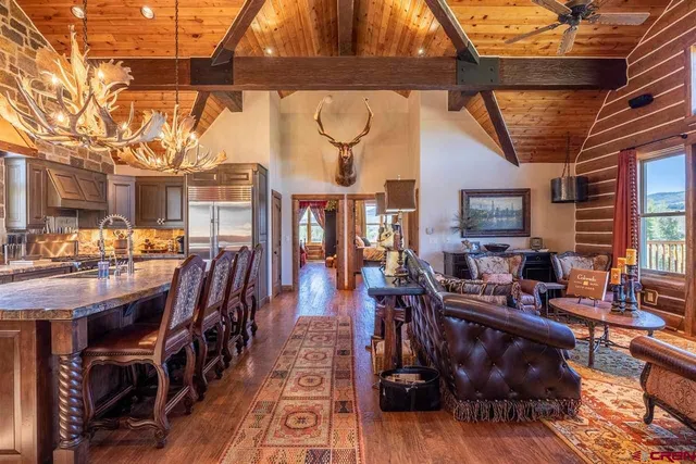 a view of a lake with a yard