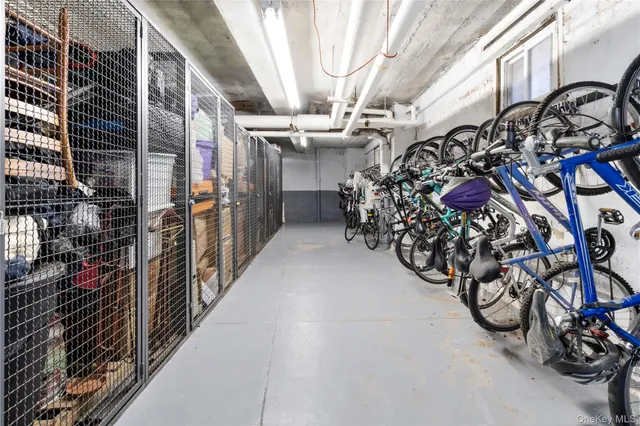 a view of a street with storage