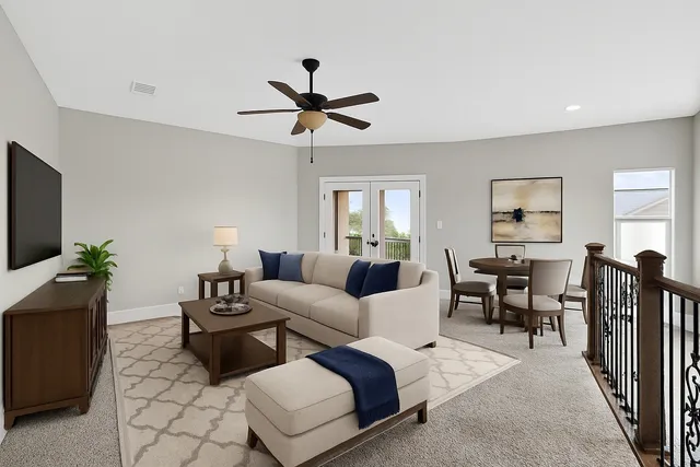 a living room with furniture